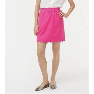 J. Crew Women's Size 0‎ Scalloped Linen Cotton Pink Elastic Waist Skirt NWT